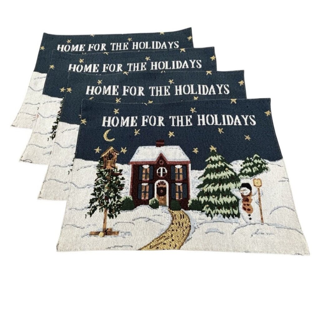 4 Vintage Tapestry Christmas Placemats Home For Holidays Table Decor